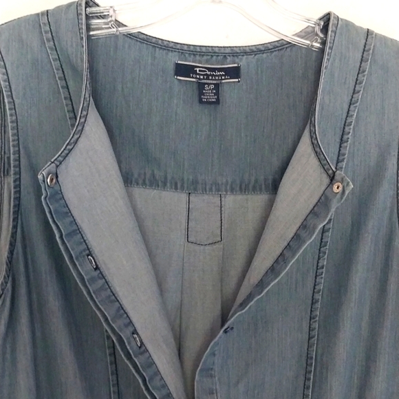 TOMMY BAHAMA Blue Jean Shirt Dress Dep Pockets Drawstring Waist Size Small - Picture 9 of 15